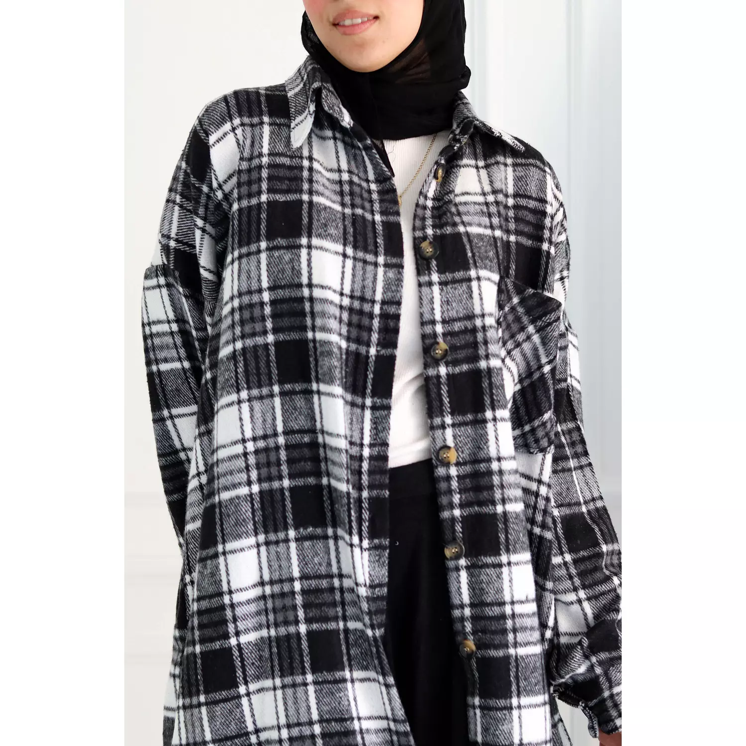 Black & White Checkered Oversize Shirt 10