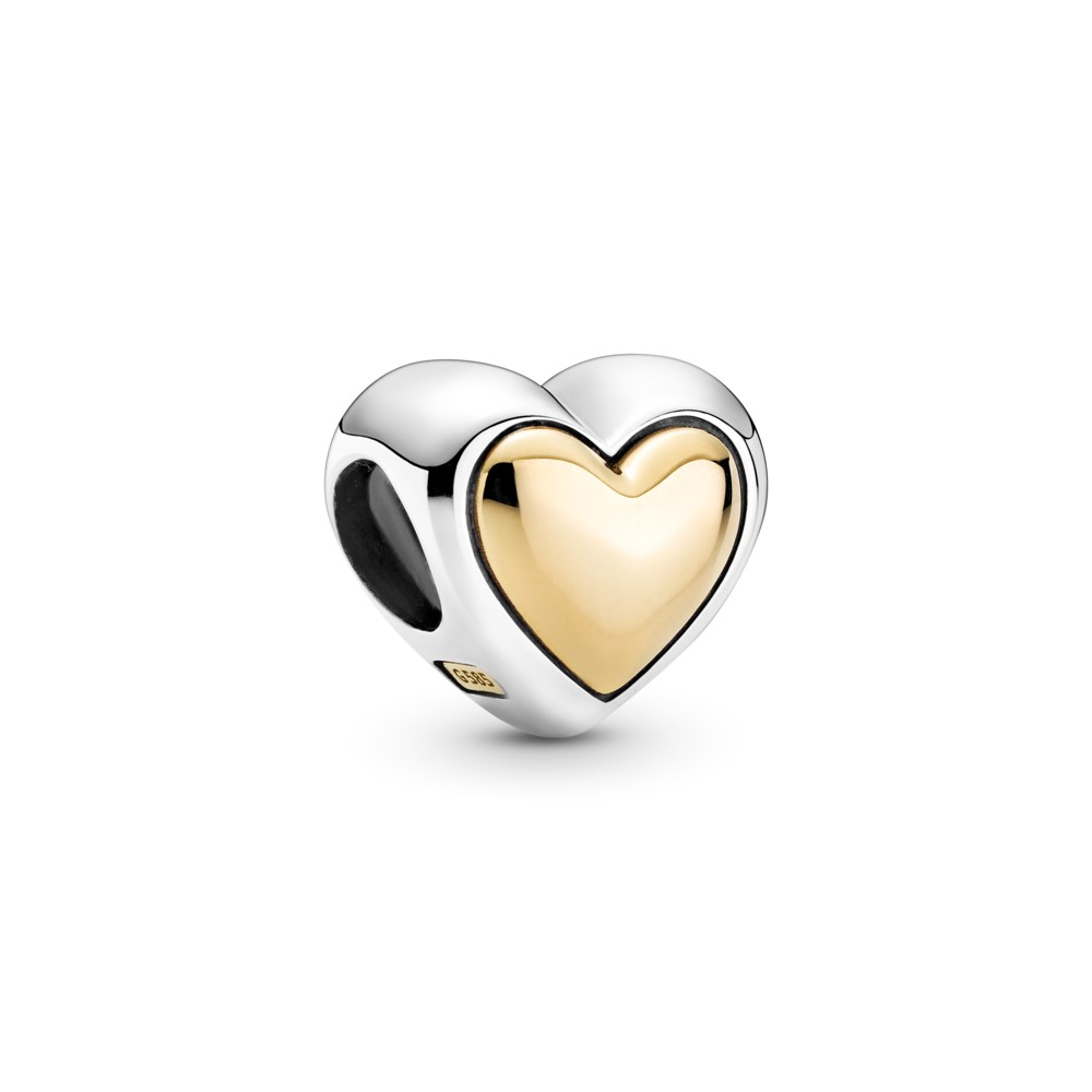 Heart sterling silver and 14k gold charm