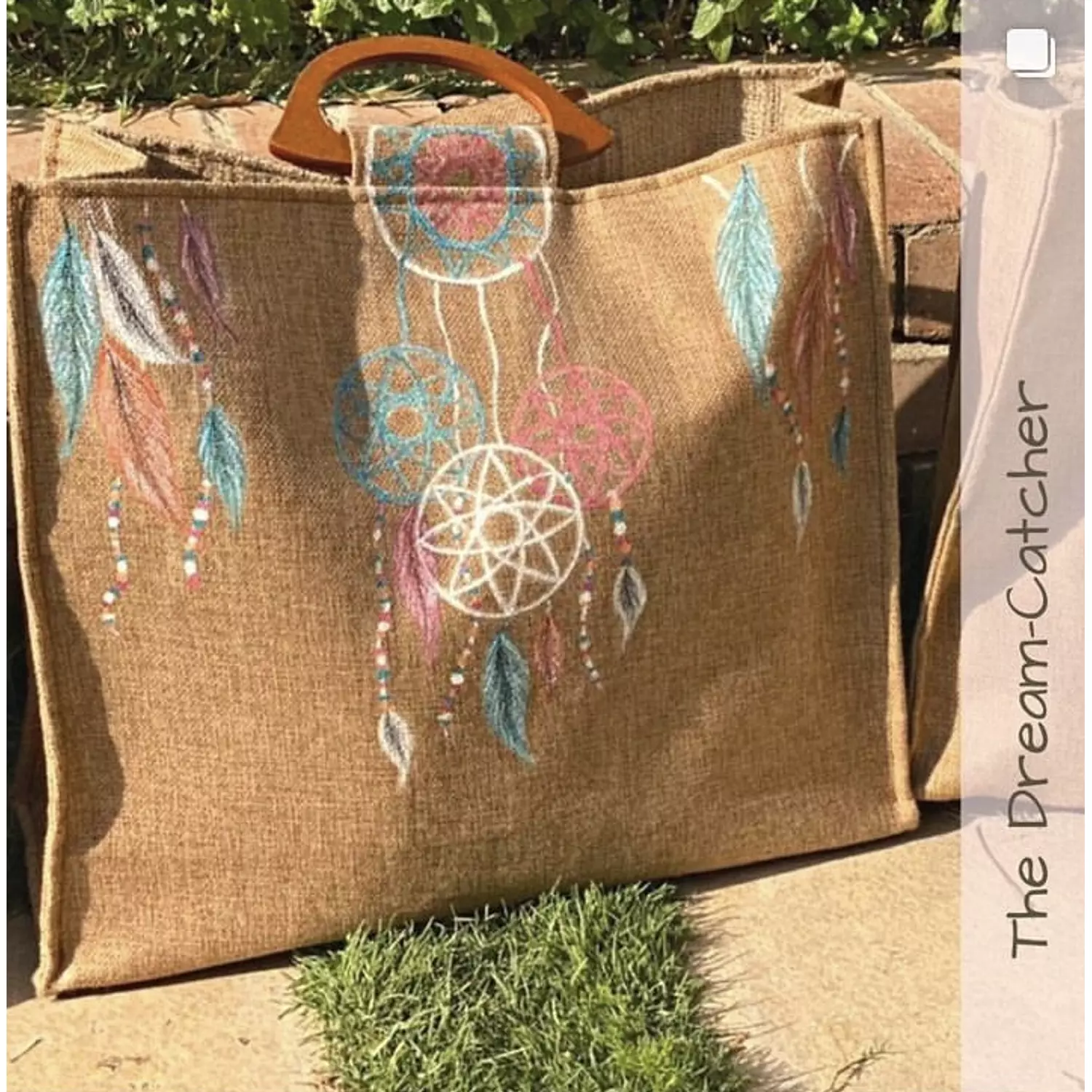 Dream-Catcher Hand-Painted Burlap Tote by Order hover image