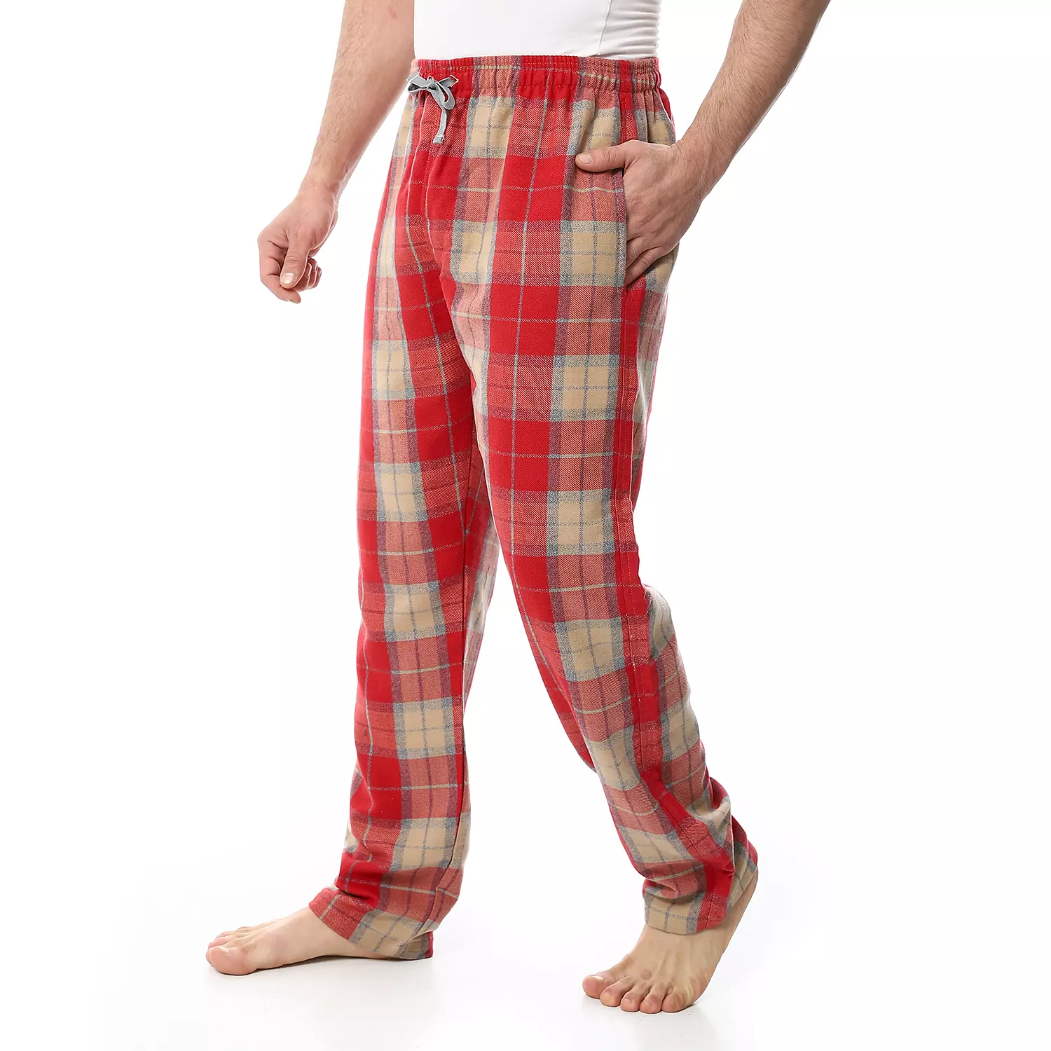 Shorto Winter Check Pants - Beige * Red - 4045 - 03 2