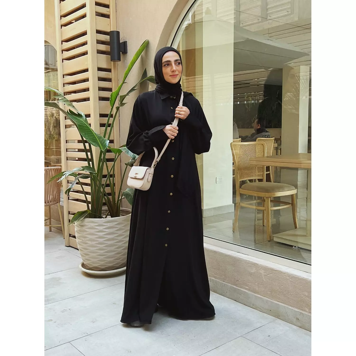 golden buttons abaya shirt dress 2