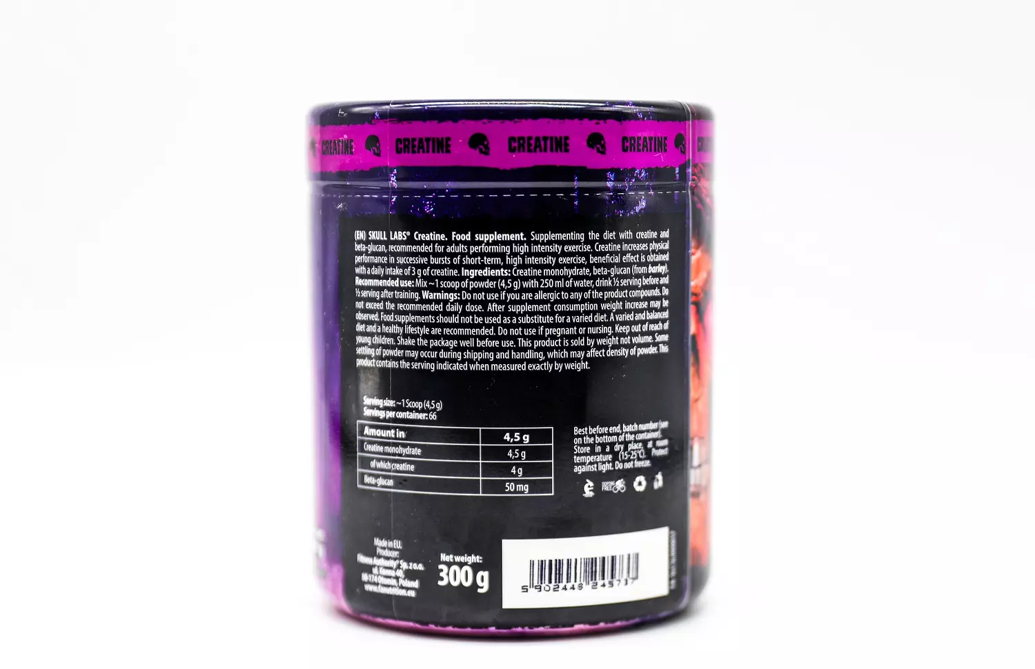 Skull Labs Creatine Monohydrate Pharmaceutical Grade-66Serv.-300G.-Unflavored-2nd-img