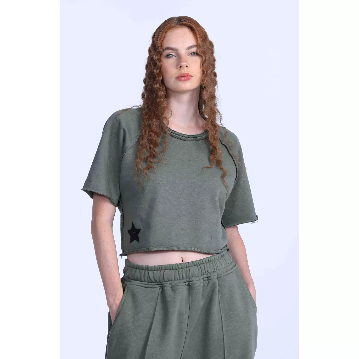 Olive cropped shirt 1