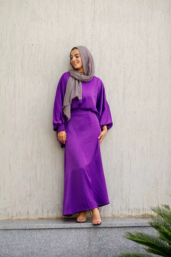 Purple maxi satin skirt 