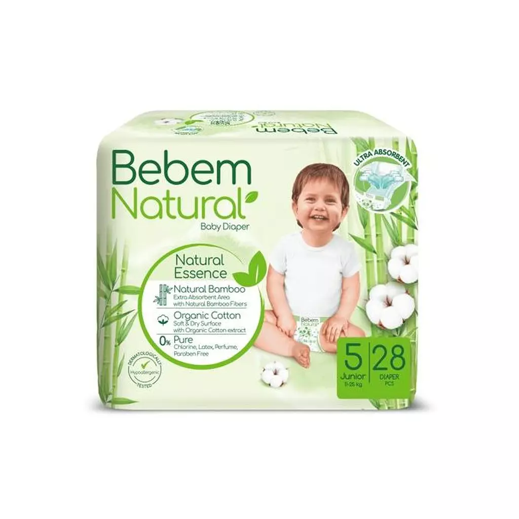 Bebem Natural Diapers - Size 5 Maxi - 28 pcs    