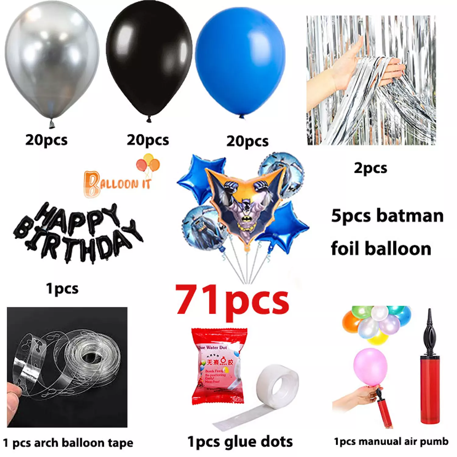 batman Theme Balloons Garland Kit 1