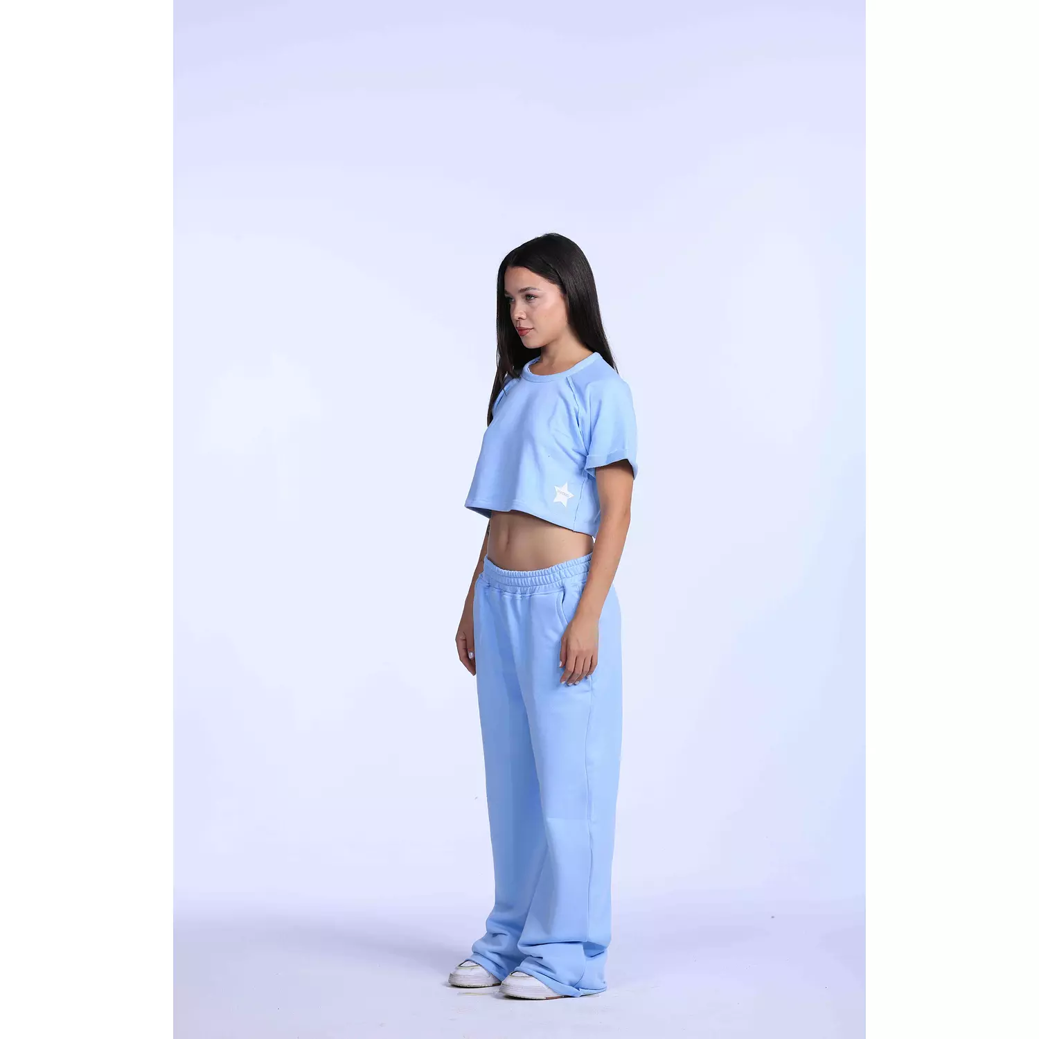 Baby blue cropped shirt  1