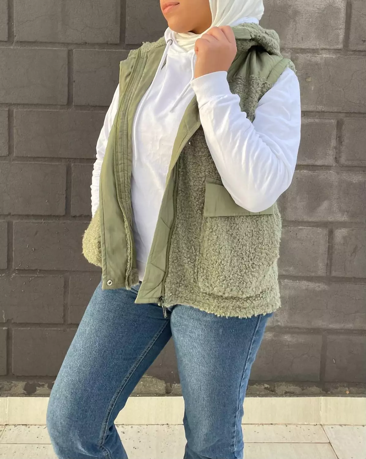 Cozy wool vest in olive green hover image