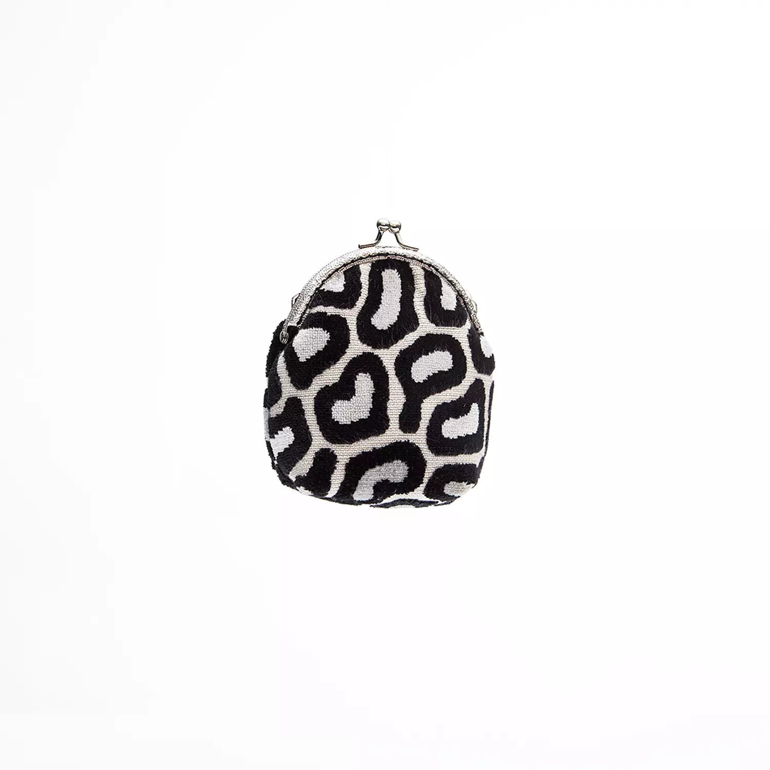 The Leopard Print Kiss-Lock Coin Purse with silver frame Chain hover image