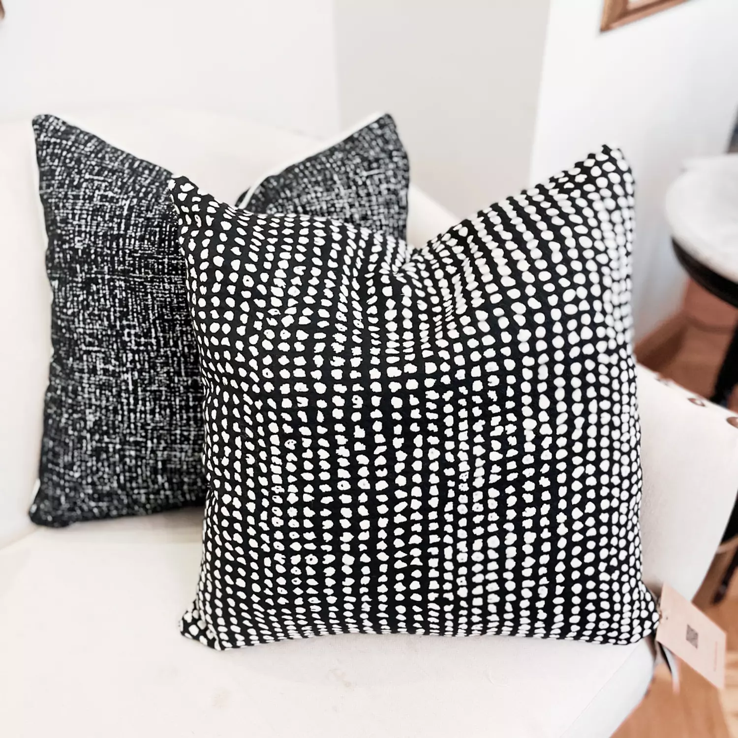Black Ivory modern piped cushions hover image