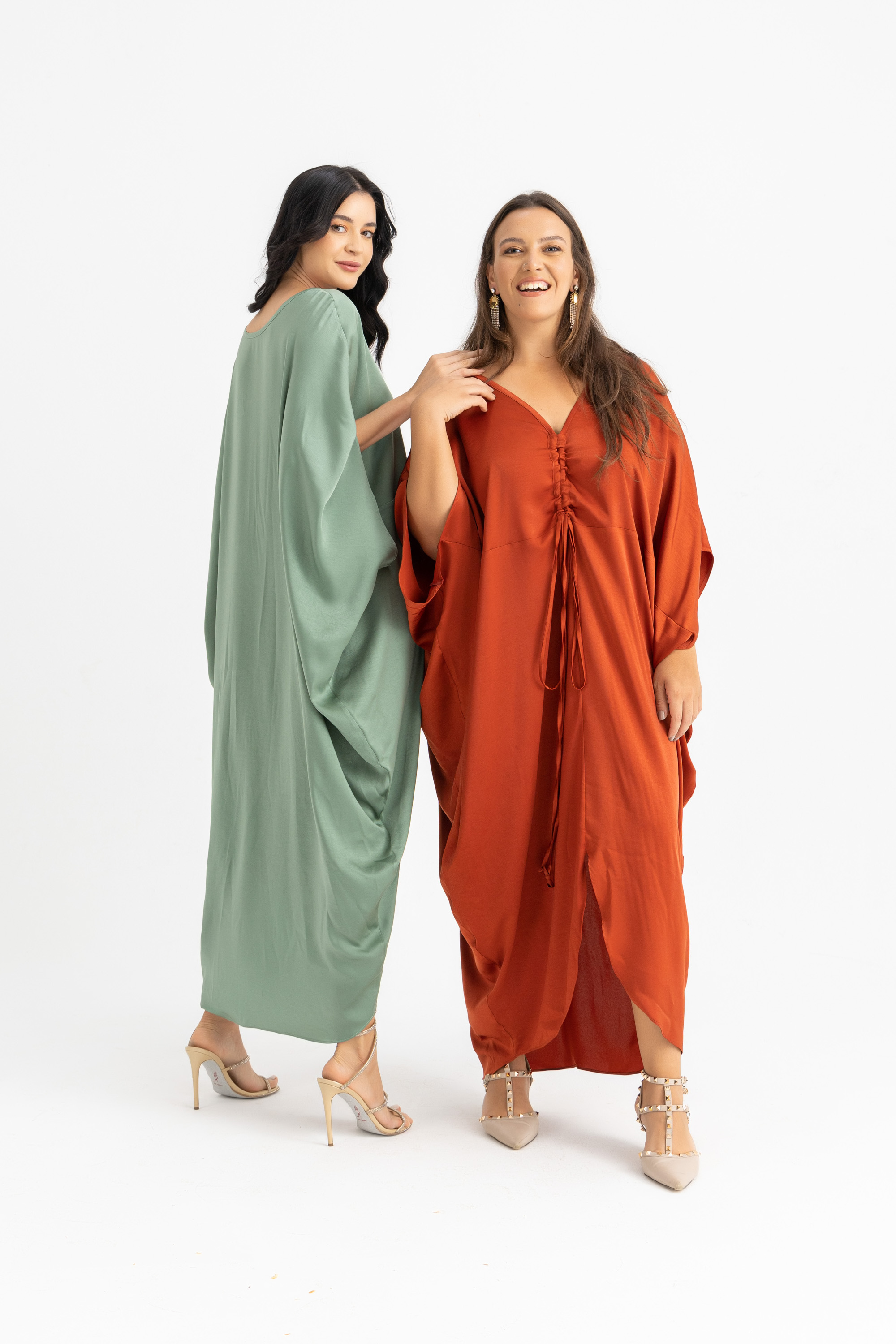 The KAMILIA gathered satin kaftan 6