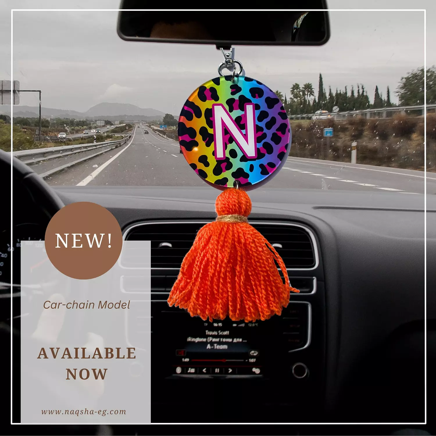 Rainbow Leopard Letter Chain Holder Orange Tassel  hover image