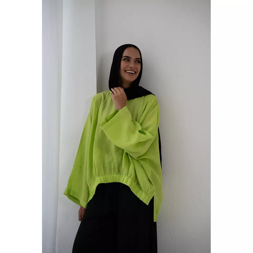 Minimalist linen blouse In lime green 