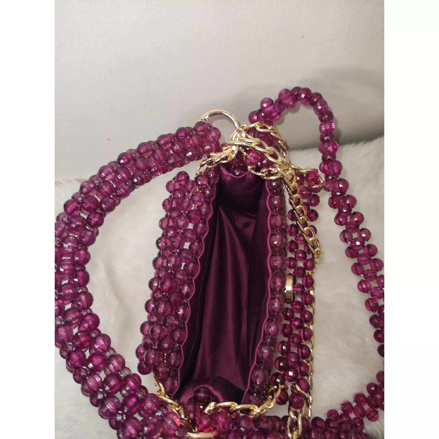 Maroon beaded bag  1