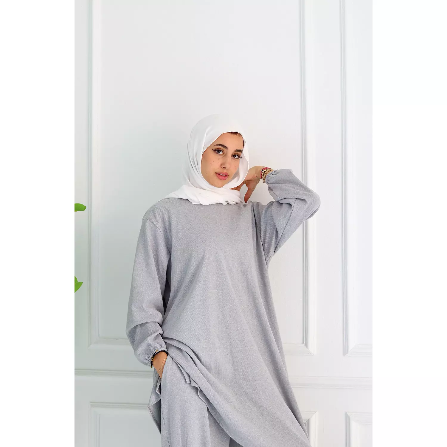 Light Grey Set Tunic & Pants 12