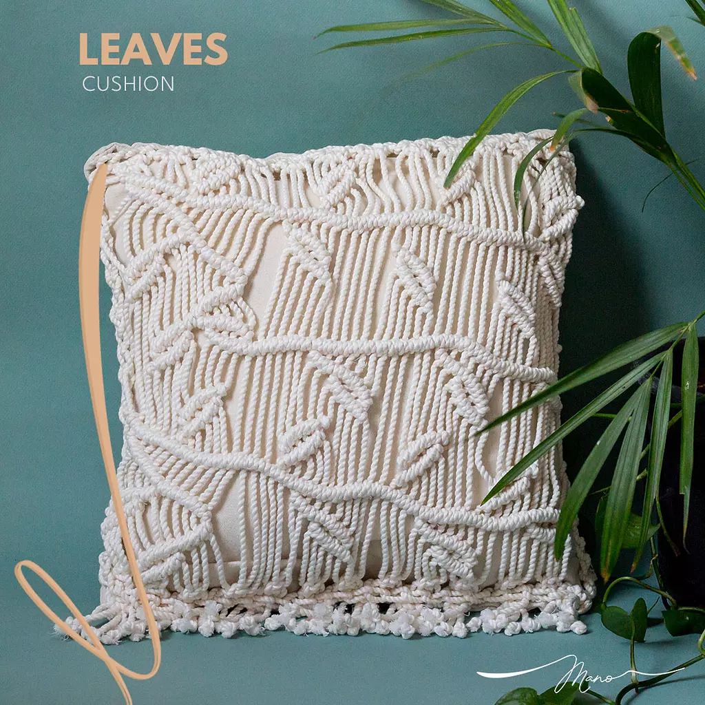 Leaves Cotton Macrame Cushion