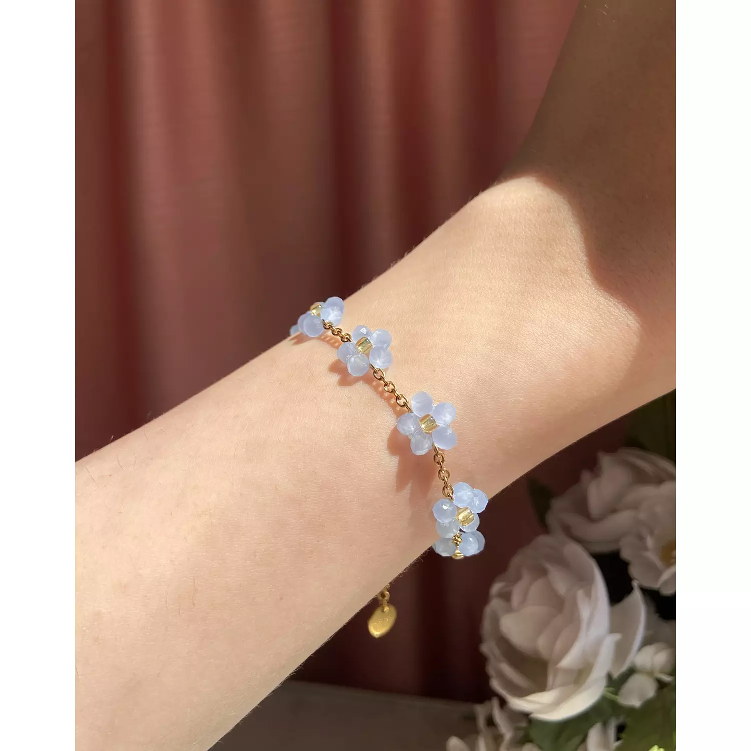 Baby blue crystal flowers with stainless steel ✨ 1