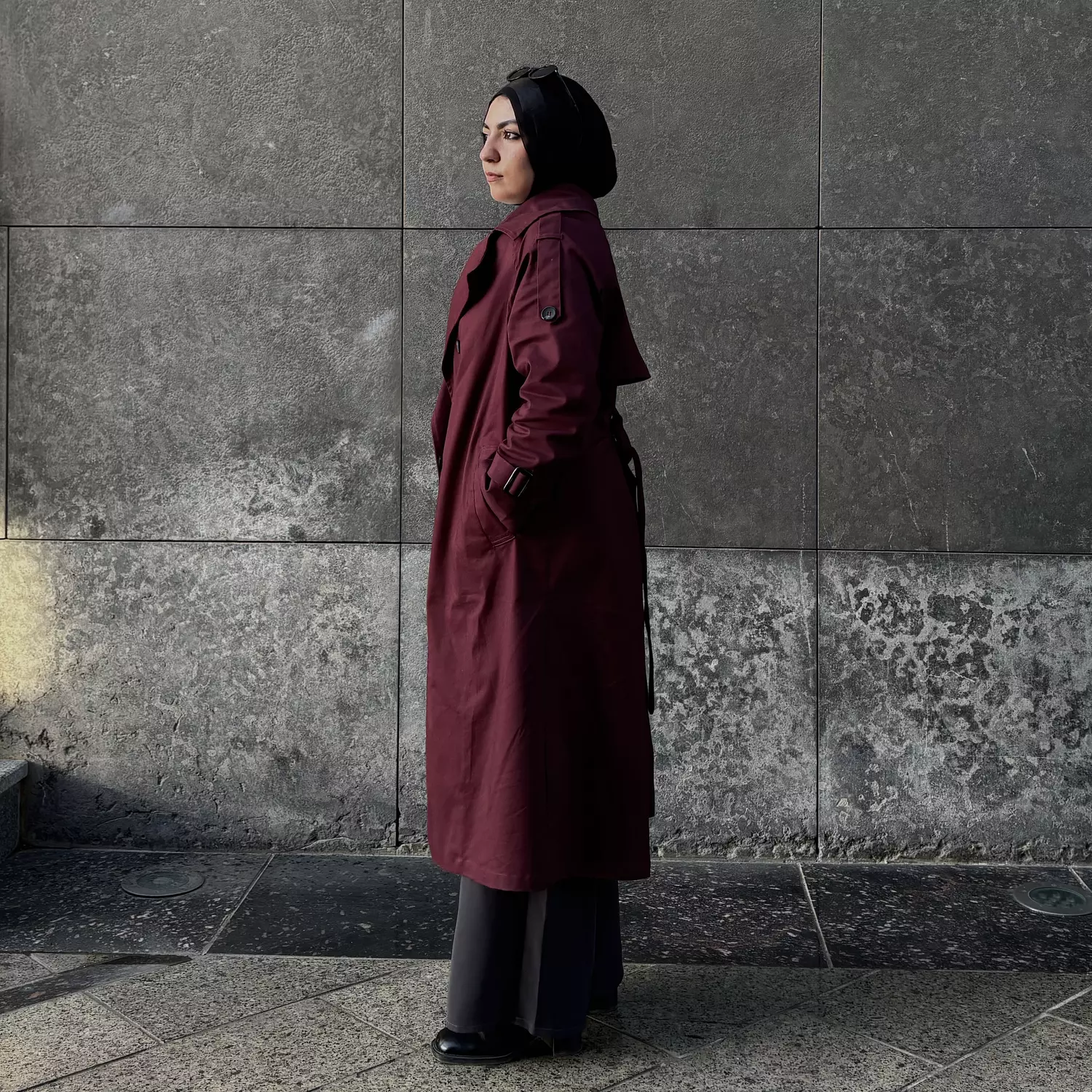 Burgundy Trench Coat 1