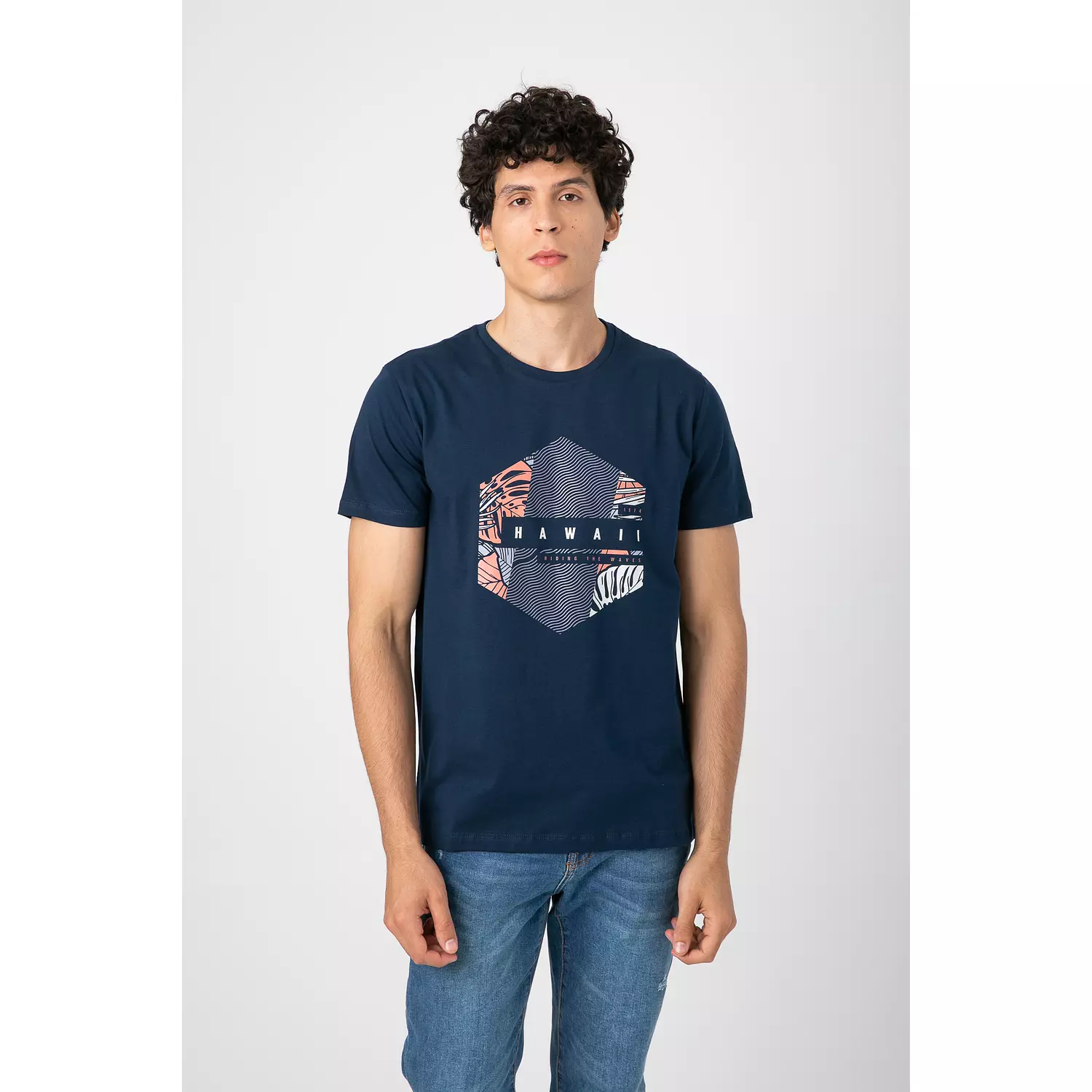 NAVY "HAWAII"  T-SHIRT. hover image