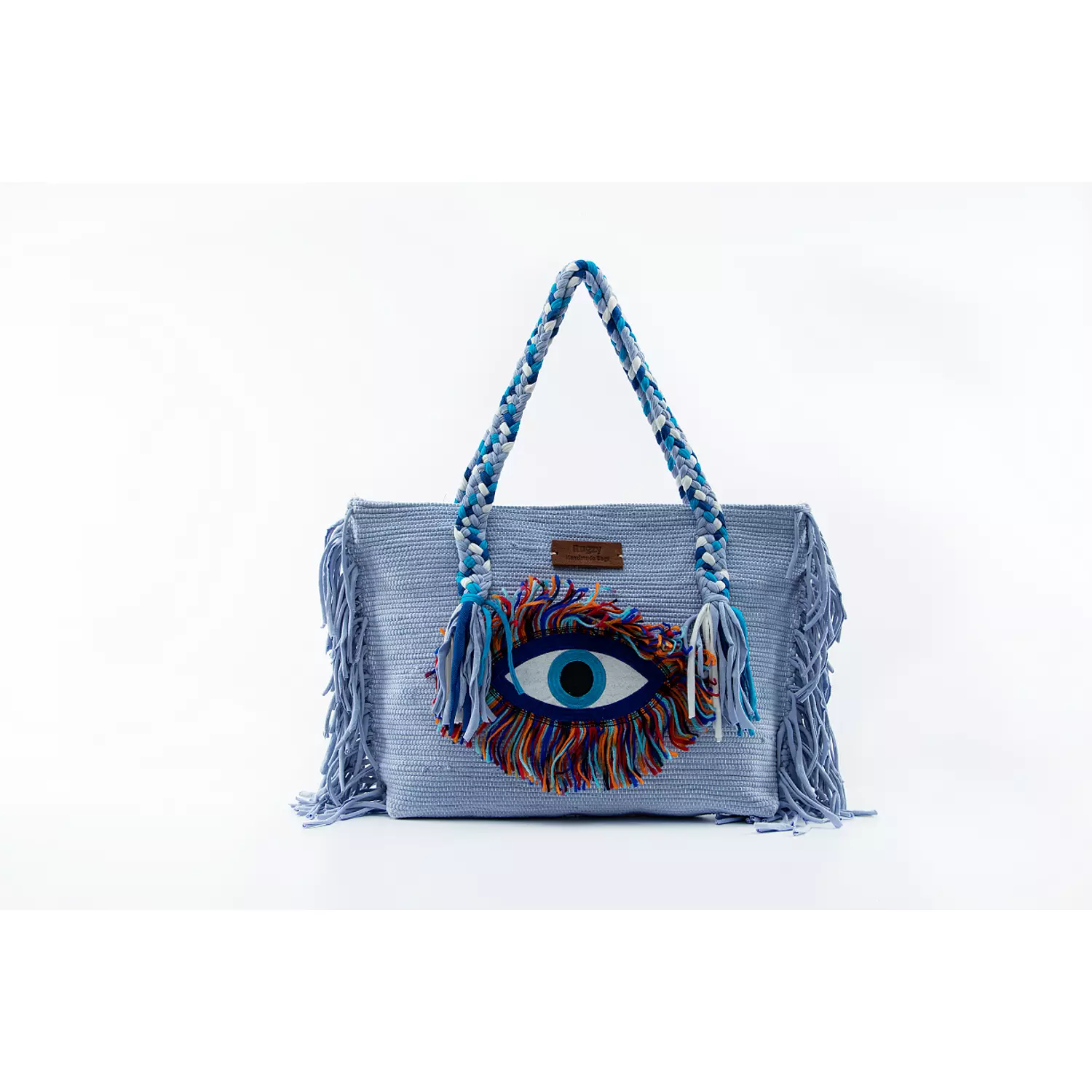 Blue Tote Bag with Evil Eye Badge hover image