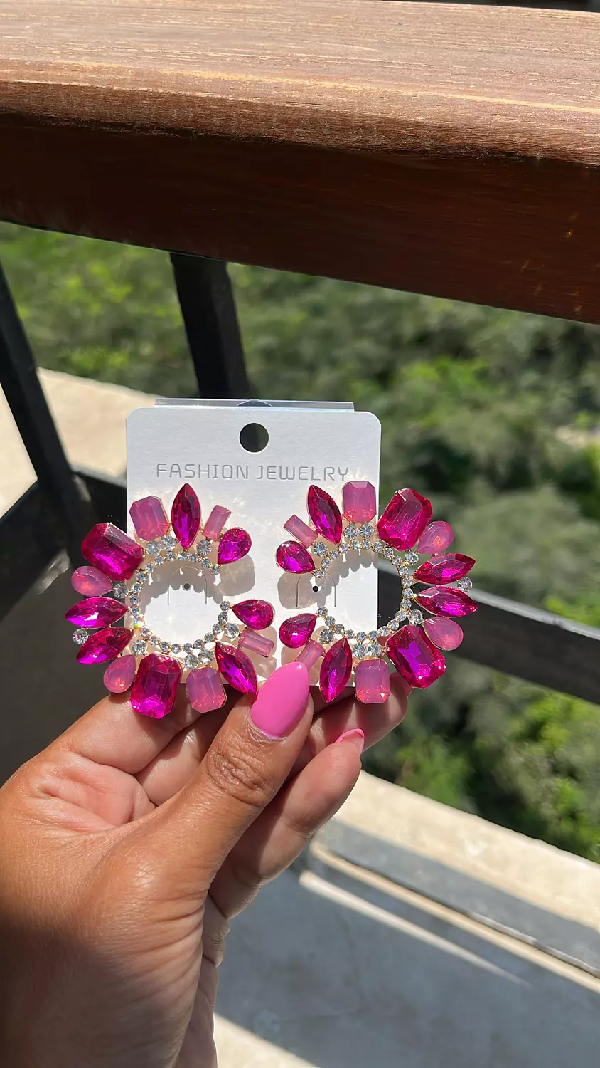 Rhinestone Circular Pinky Earrings hover image