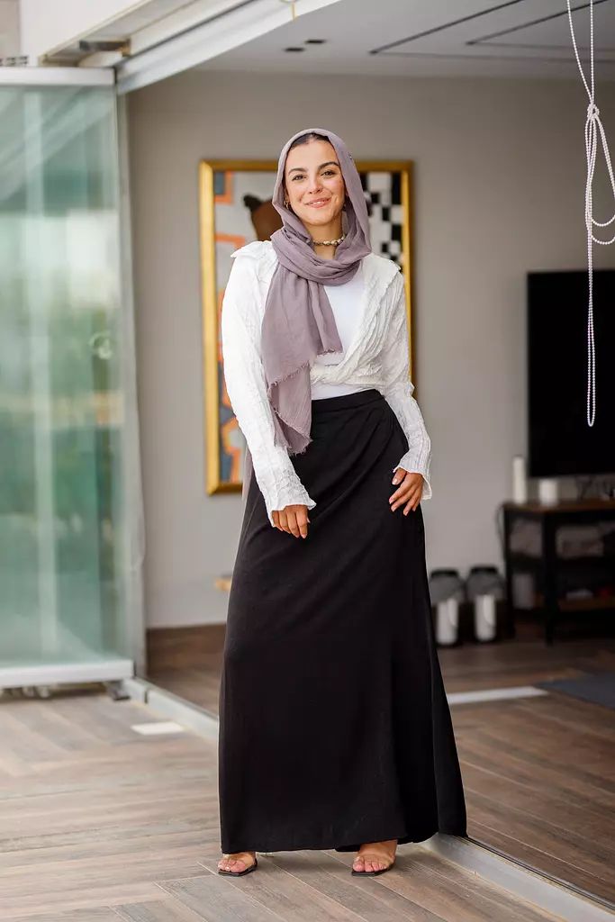 Black maxi satin skirt