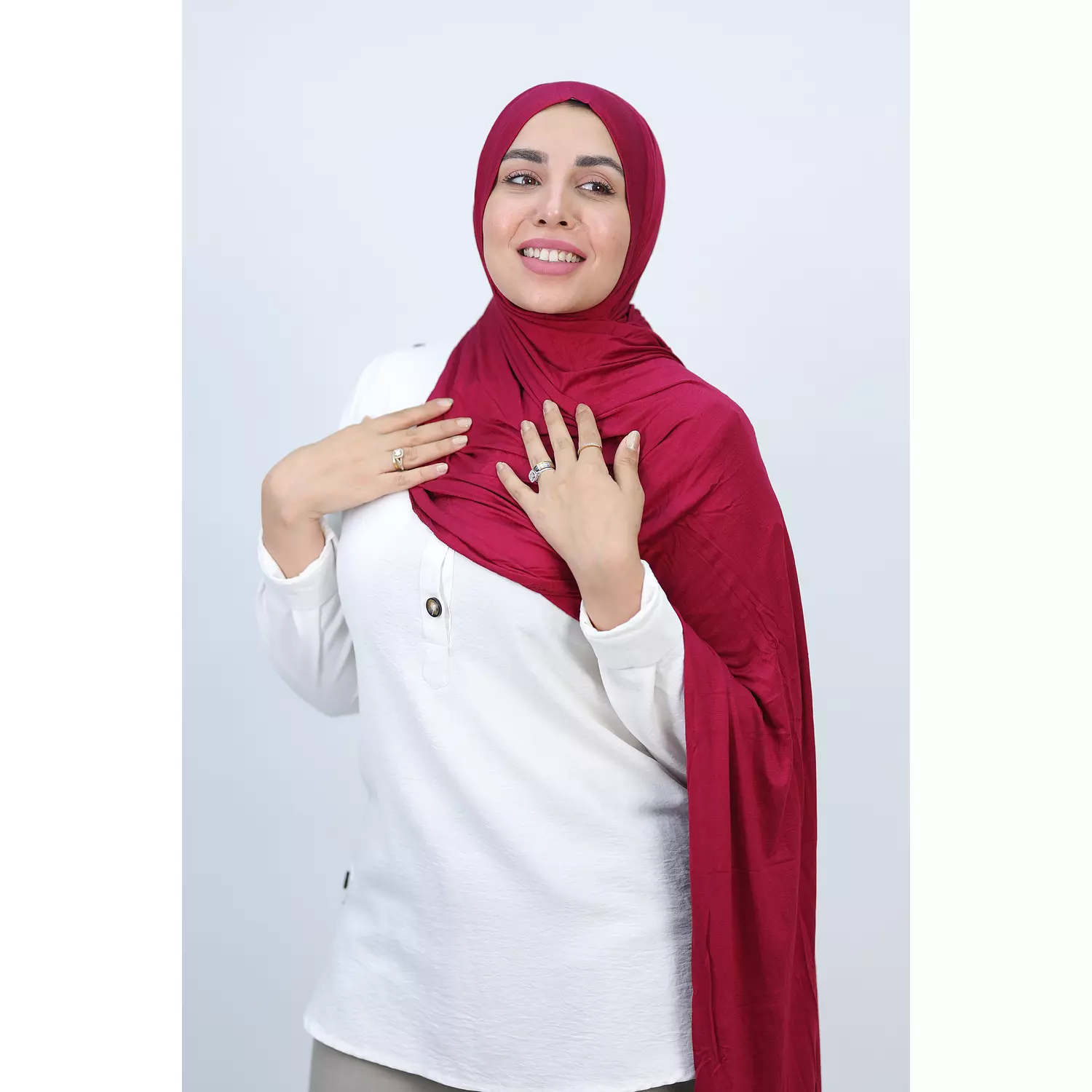 Jada Cotton Lycra Gel Hijab - Burgundy  3