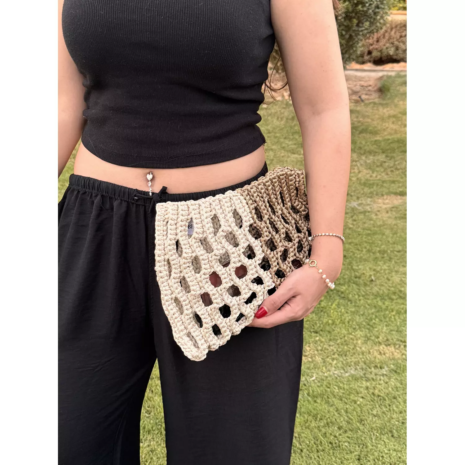 Nude X brown crochet bag   1