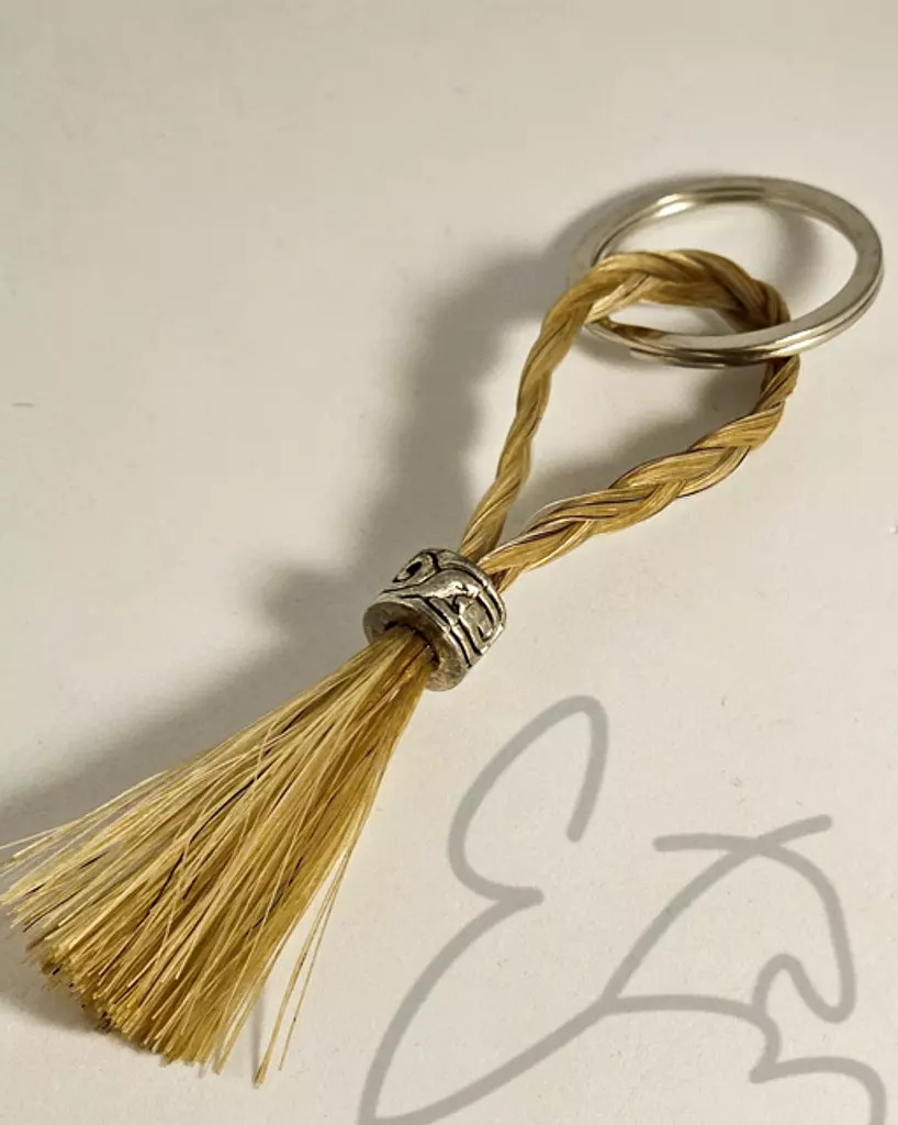 Yellow Dutch Braid Horsehair Key Ring