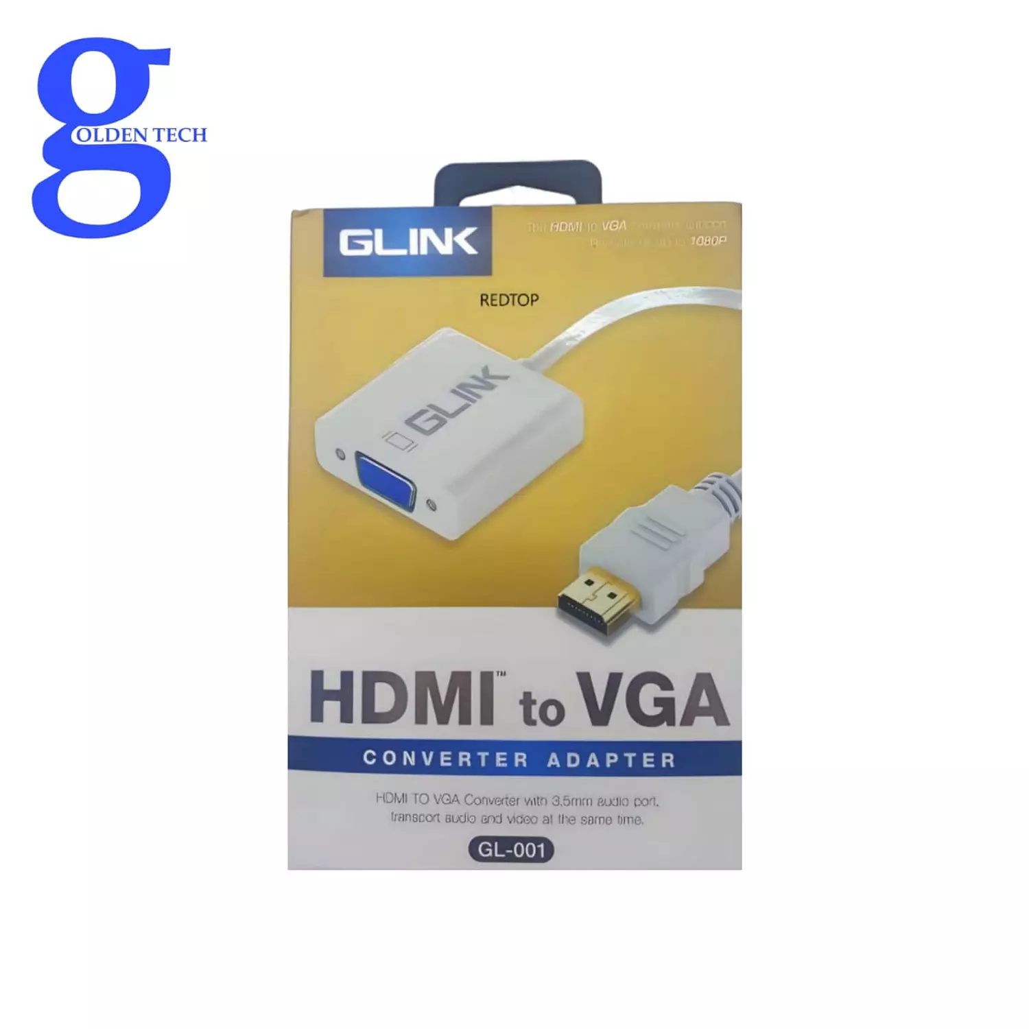 محول جلينك HDMI إلى VGA مع صوت 3.5 ملم، أبيض hover image