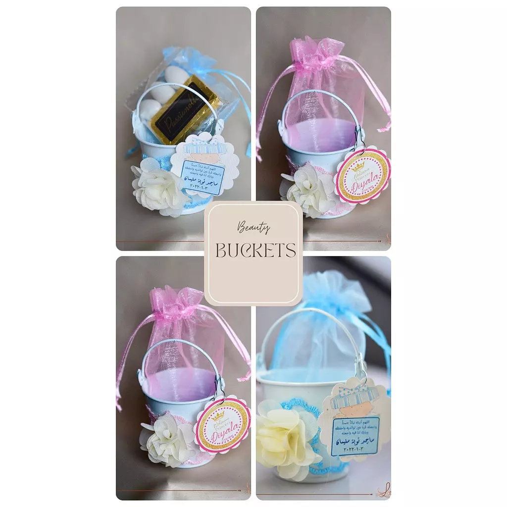 Baby Shower  Ruffles Metal Buckets  