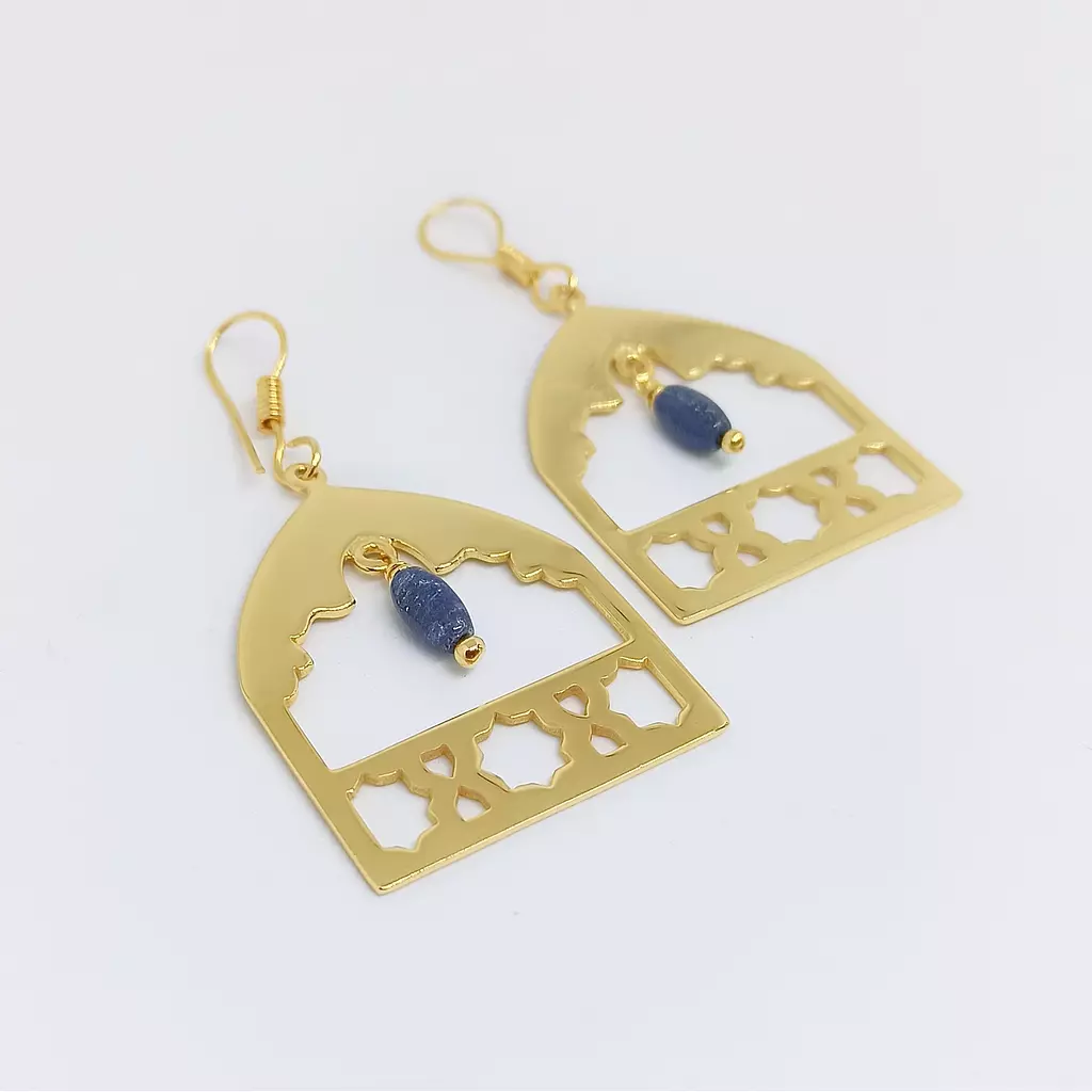 Earing - Gold plated 21k with Lapis Stone