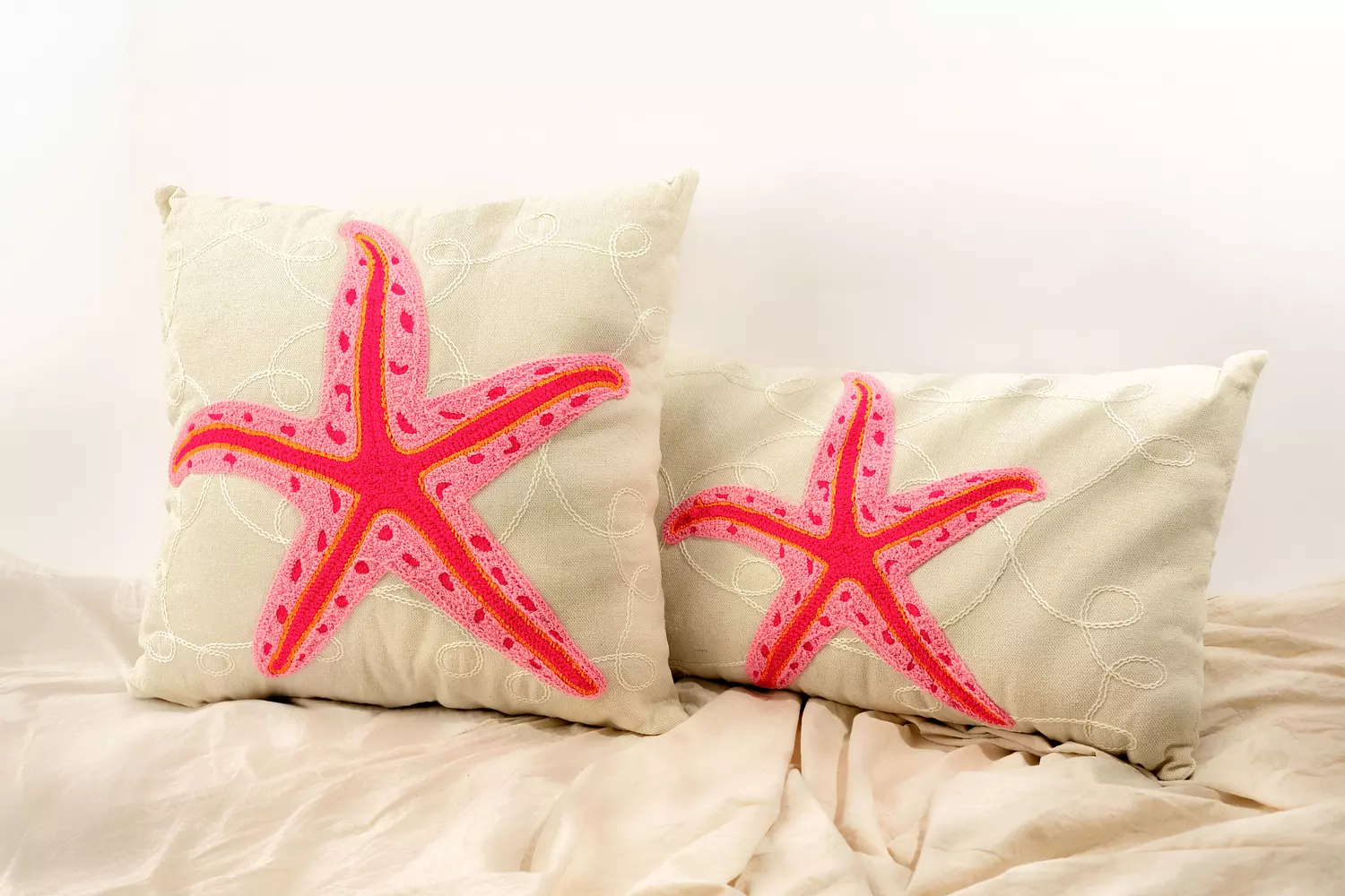 Pink Starfish Cushion hover image