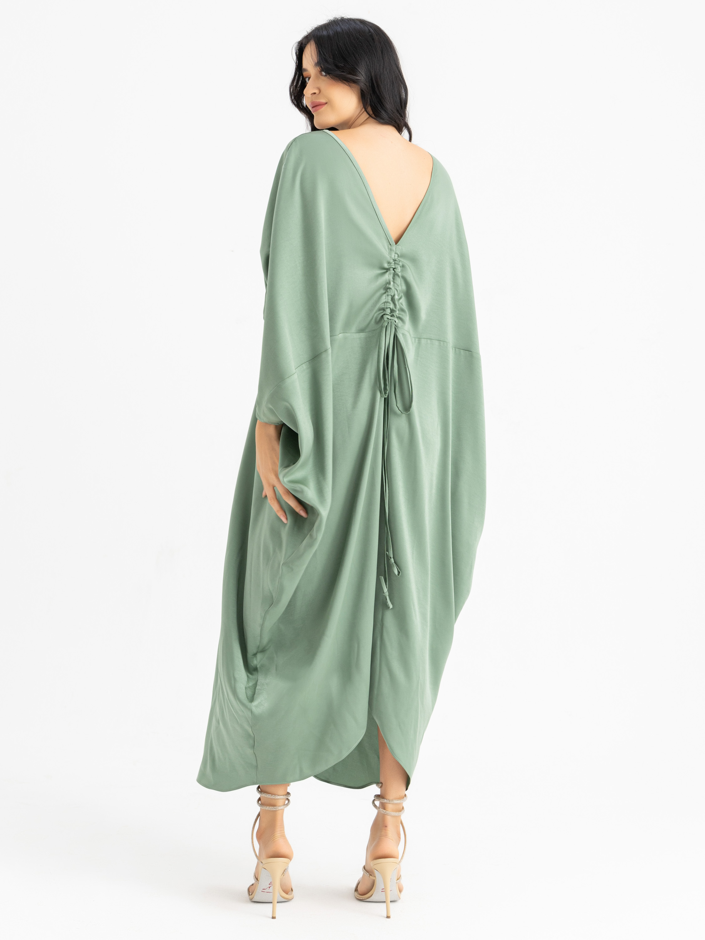 The KAMILIA gathered satin kaftan  6