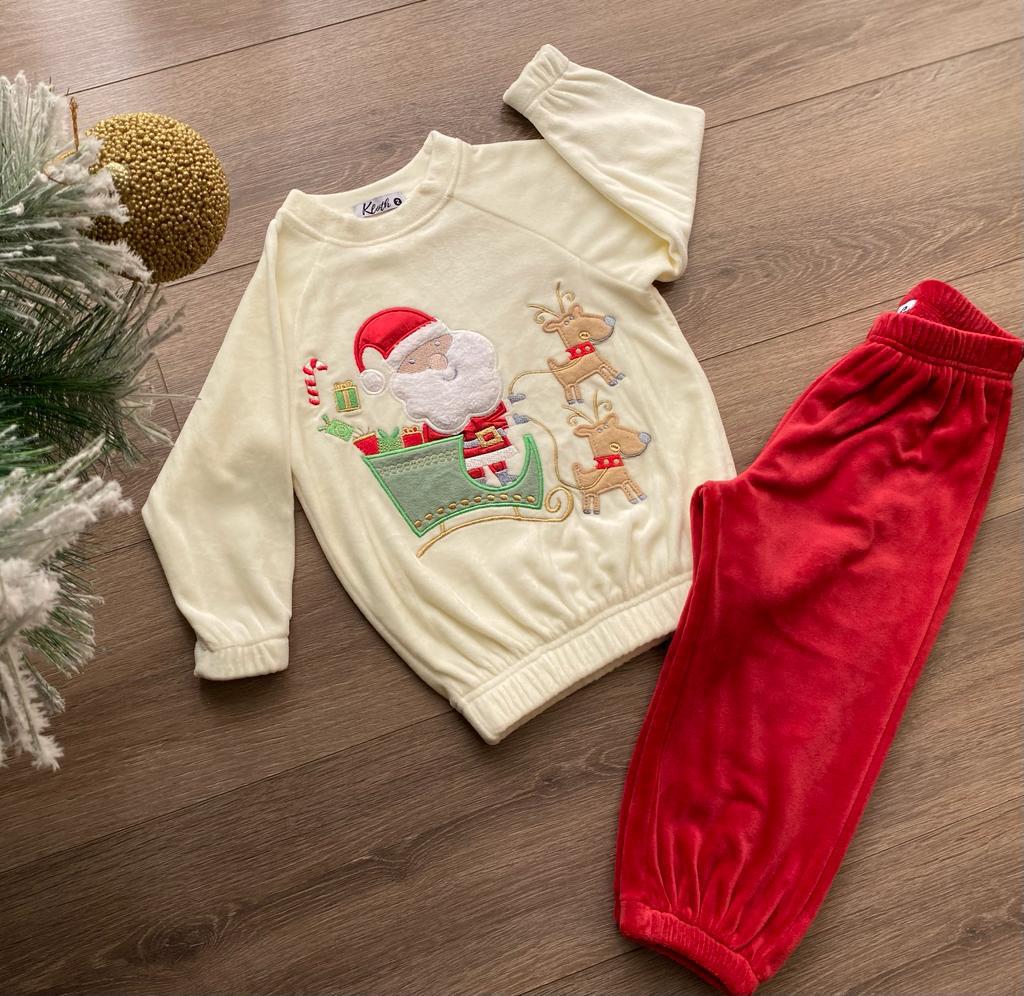 Red  santa christmas pajamas for kids   