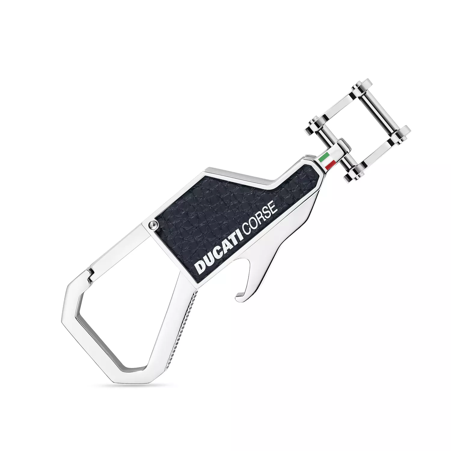 Ducati - DTAGK2138102 - FORMA Stainless Steel WITH BLUE LEATHER KEYRING hover image