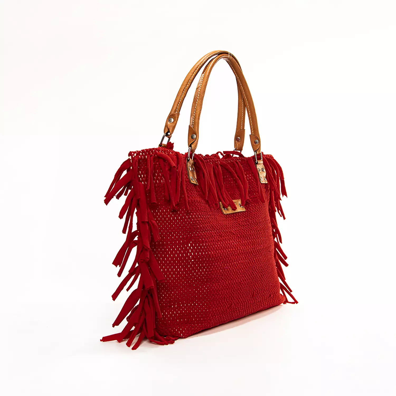 Red Kilim Tote Bag with Natural leather handles 1