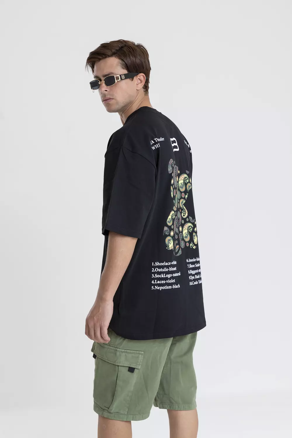 OVERSIZED COTTON T-SHIRT WITH PRINT BACK & FRONT hover image