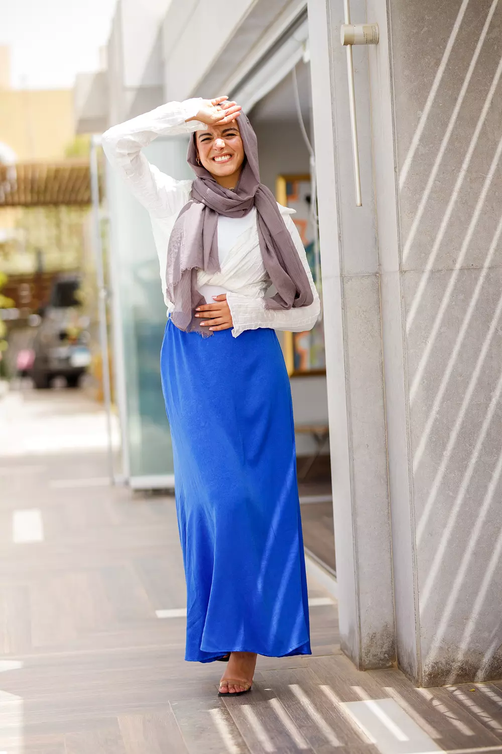 Royal blue satin maxi skirt -2nd-img