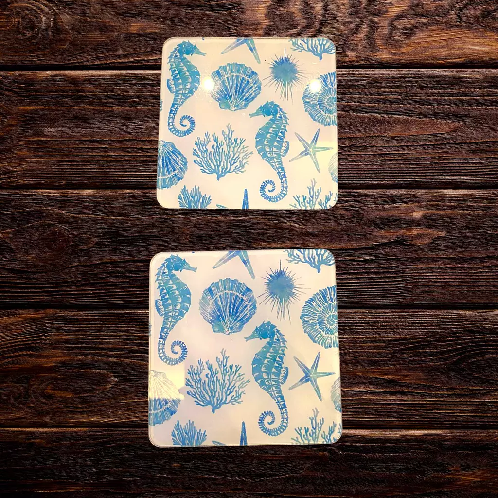 Seahorse & Shells Coaster Design