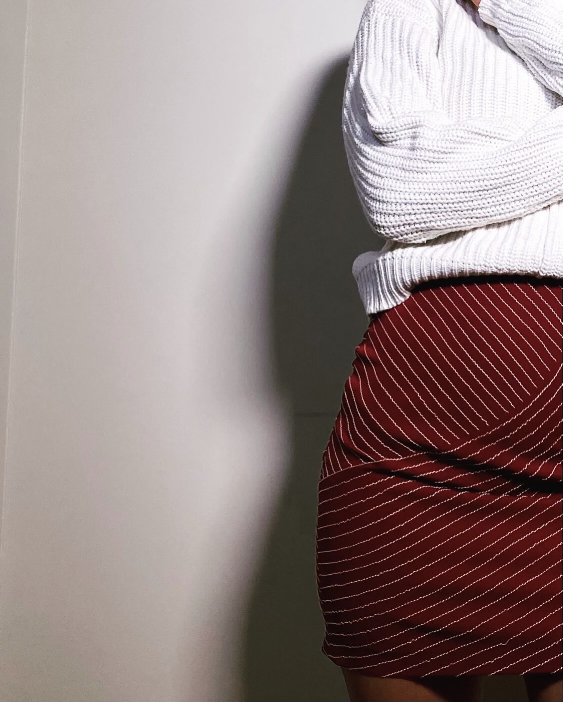 Burgundy Stitched Skirt