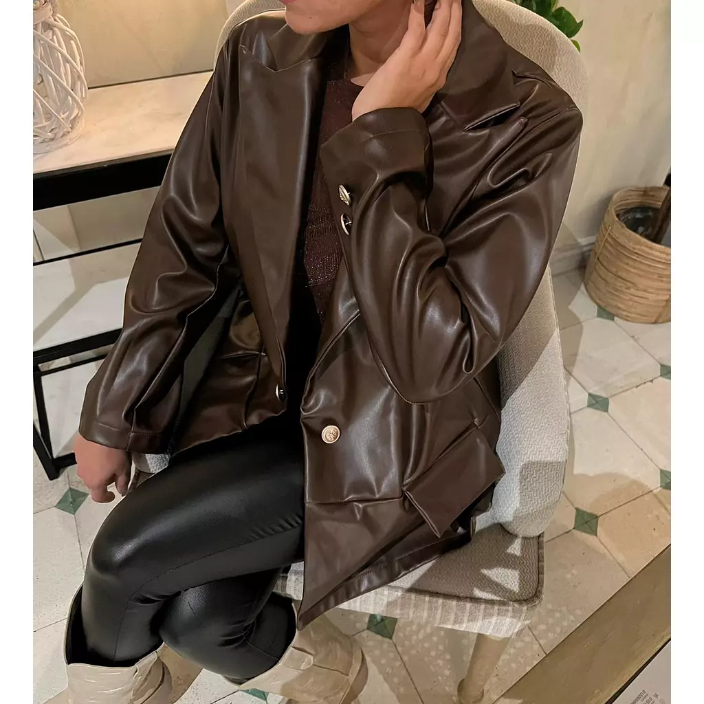 Brown Leather Blazer