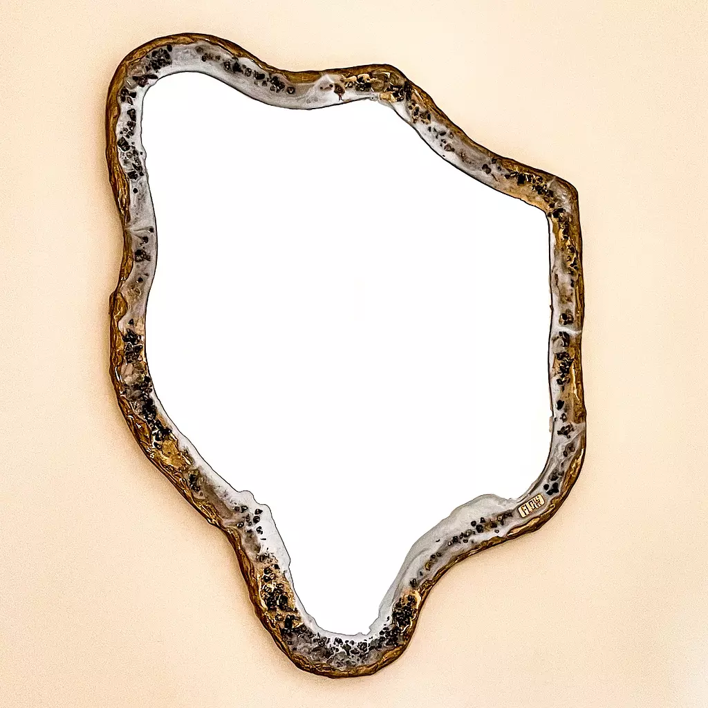 White & gold irregular full frame mirror