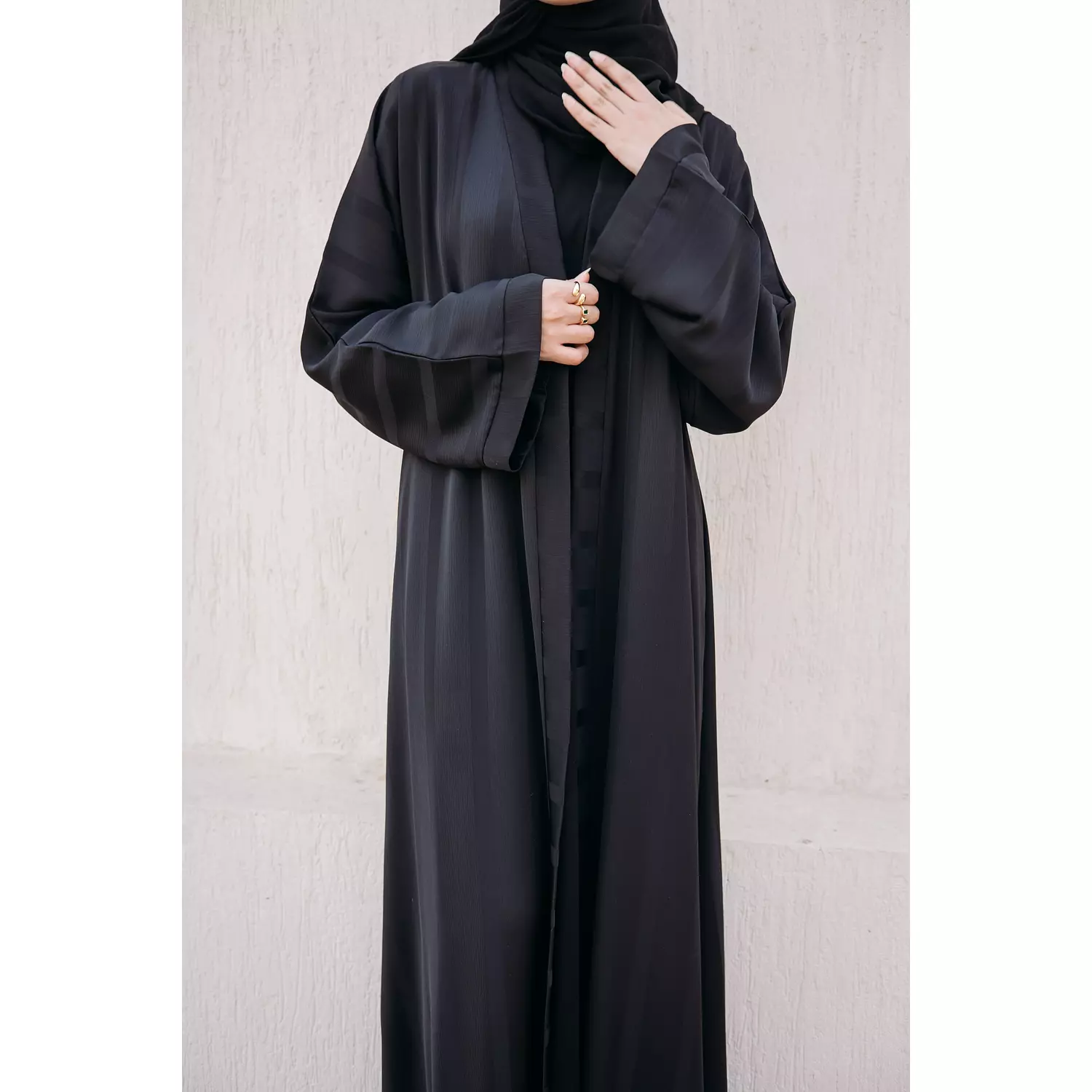 Ribbed Detail Kaftan in Black 4