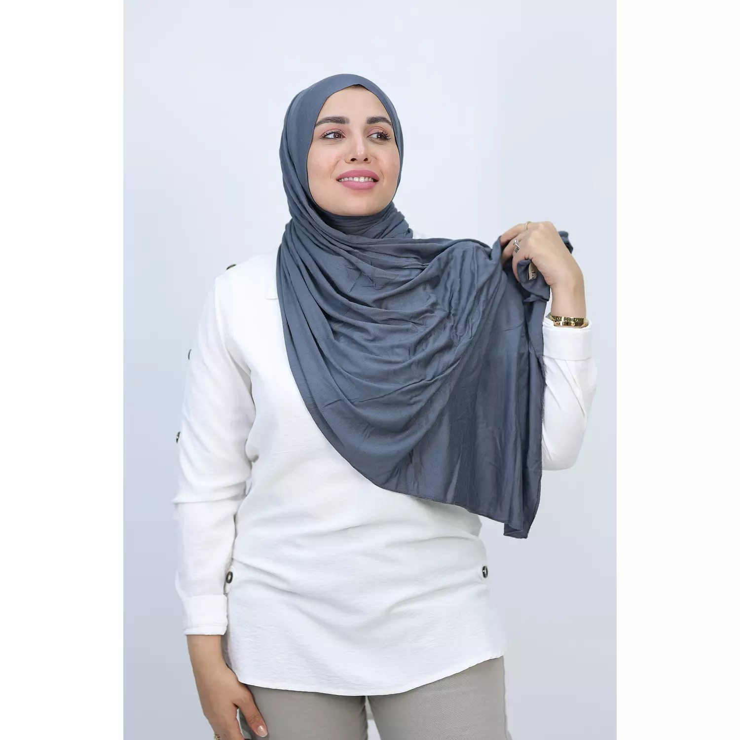 Jada Cotton Lycra Gel Hijab - Grey 2