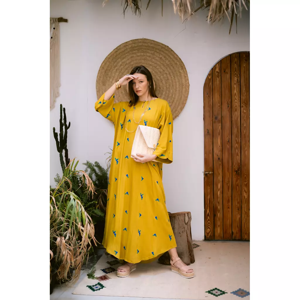 Mustard linen dress