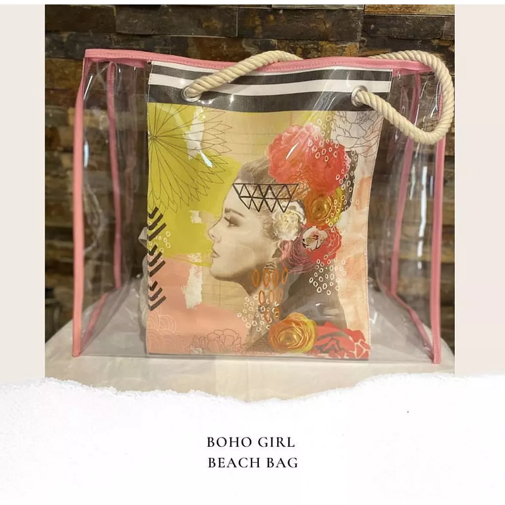 Boho Girl Plastic Beach Bag (by order)