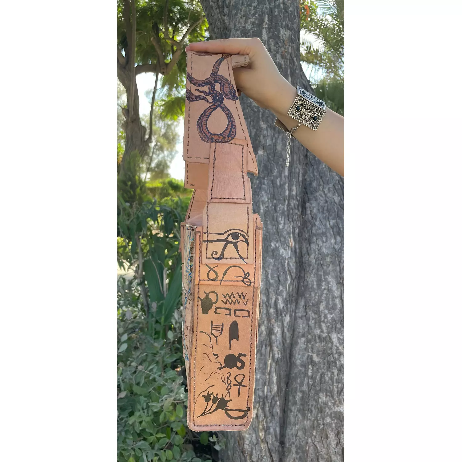 Kemet map real leather hand-made shoulder bag  6