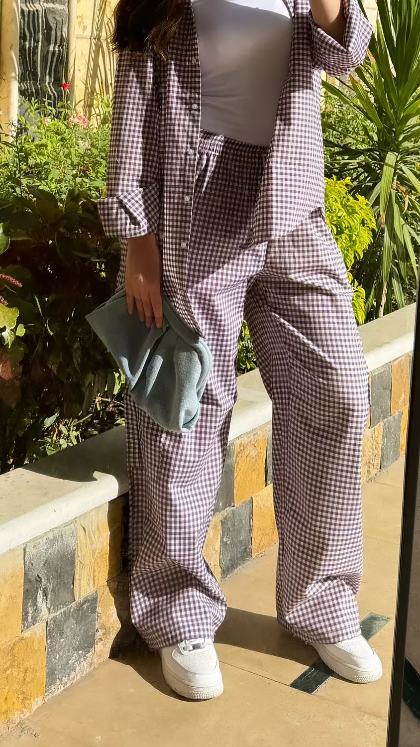 Purple gingham squared cargo pants   2