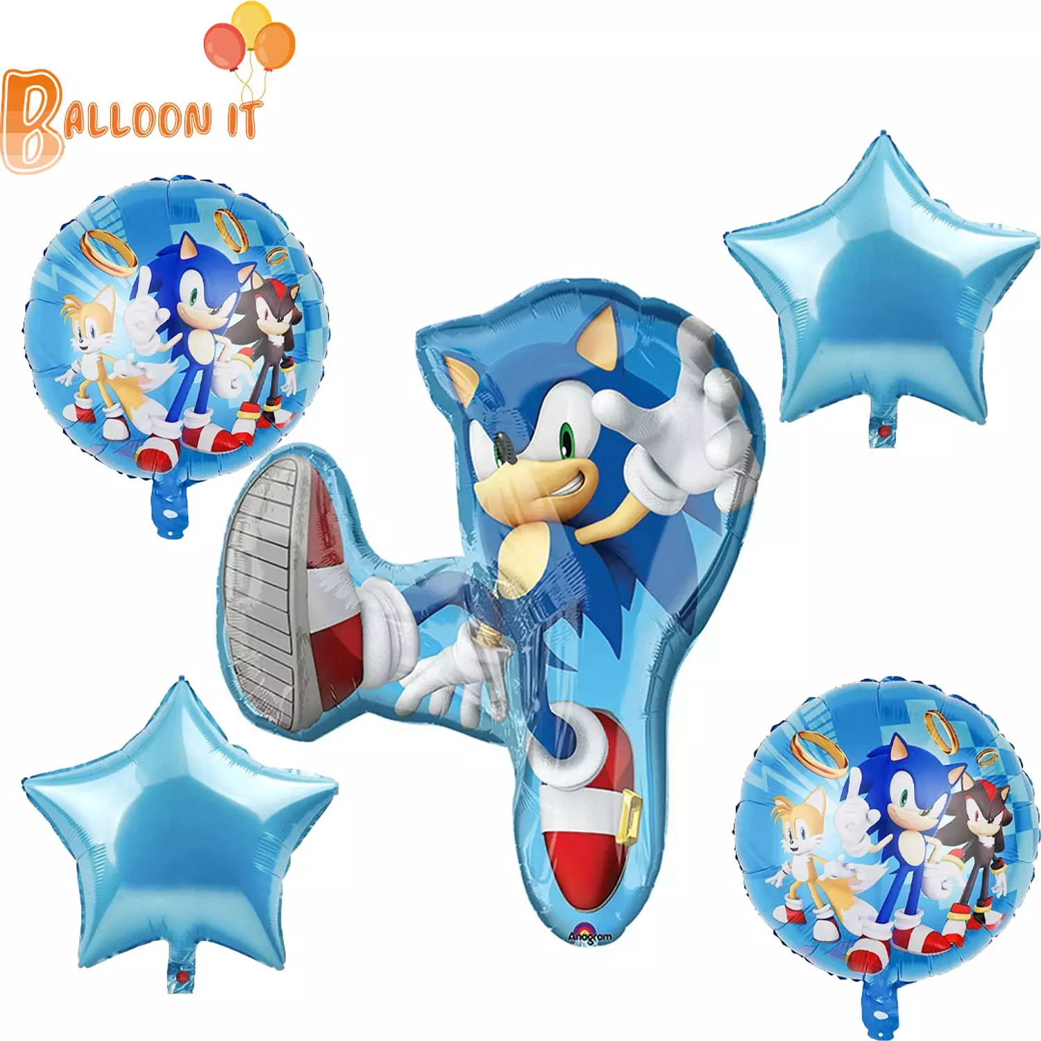 5 Pcs Sonic Theme Foil Balloon hover image